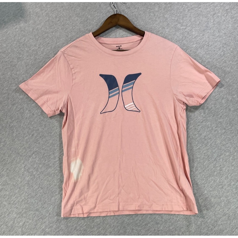 Hurley Icon T-Shirt Mens Medium Pink Graphic Logo Cotton Short Sleeve Crew Neck